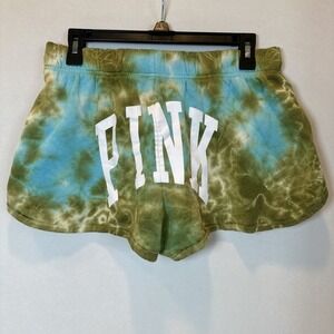 Victorias Secret Pink Tie Dye Varsity Shorts Blue & Green Size Medium‎